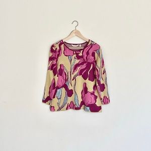 Soft Surroundings Iris Floral Knit Scoop Neck Sweater Tunic Women’s size Small